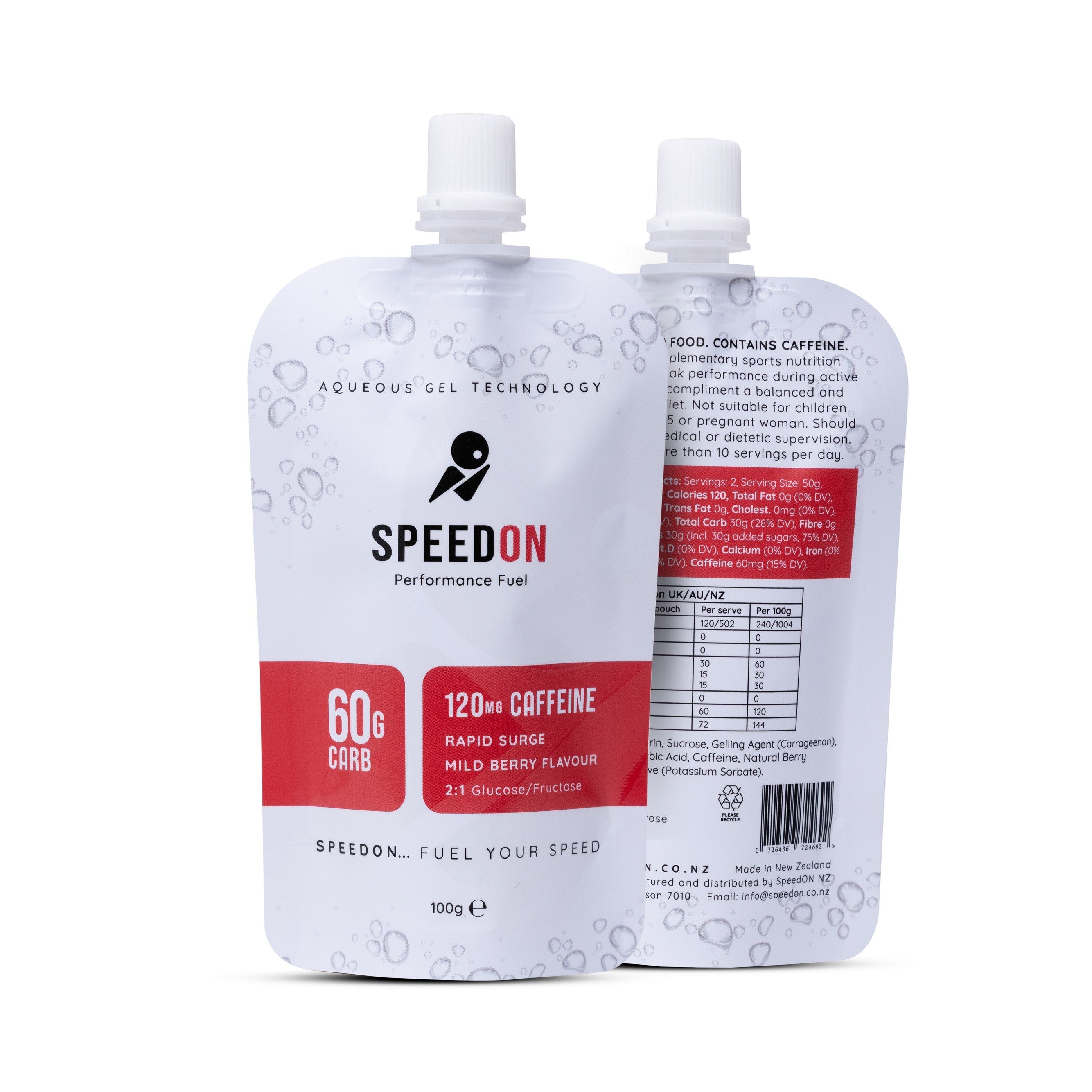 SpeedON Mild Berry Caffeinated Gel Front & Back