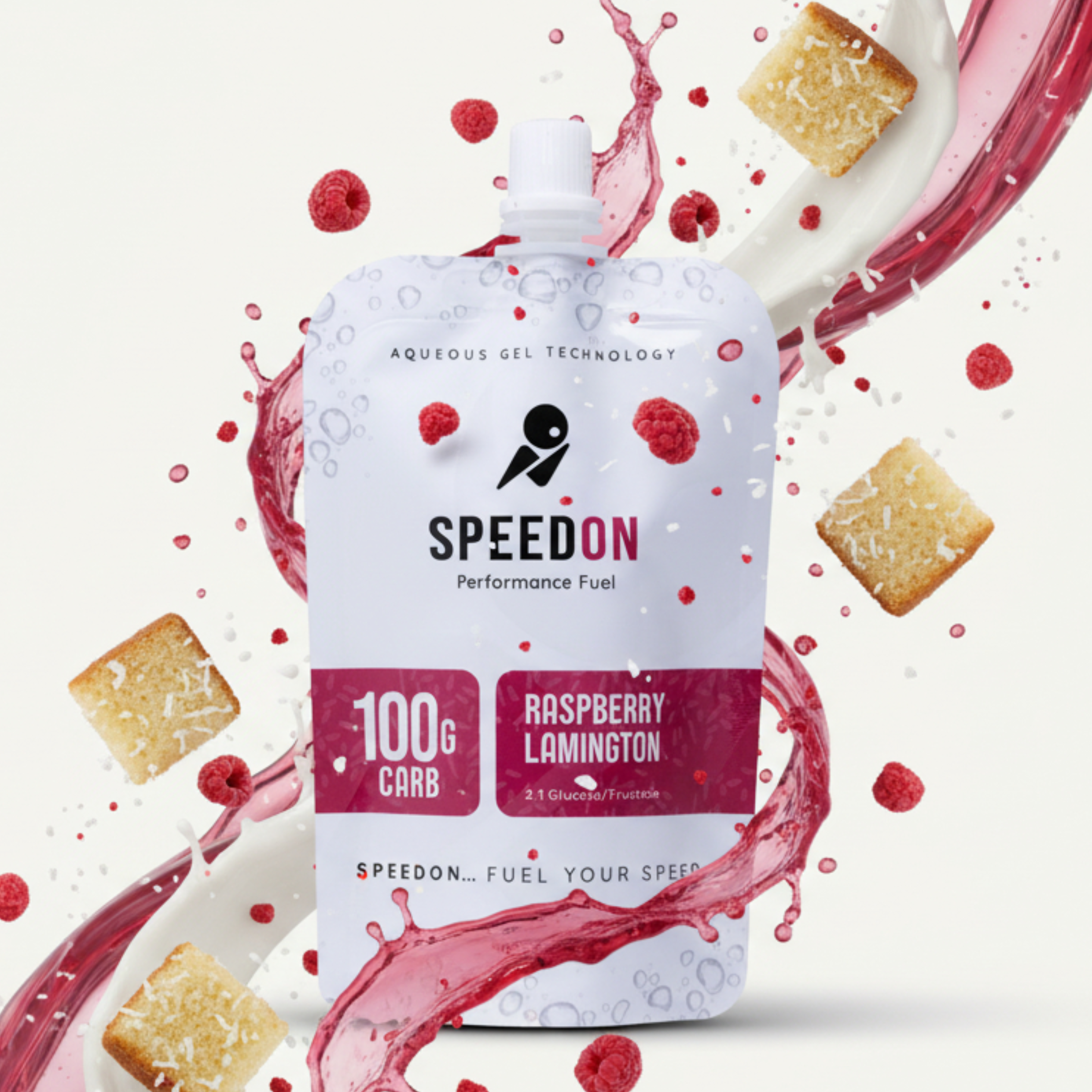SpeedON Raspberry Lamington gel — front