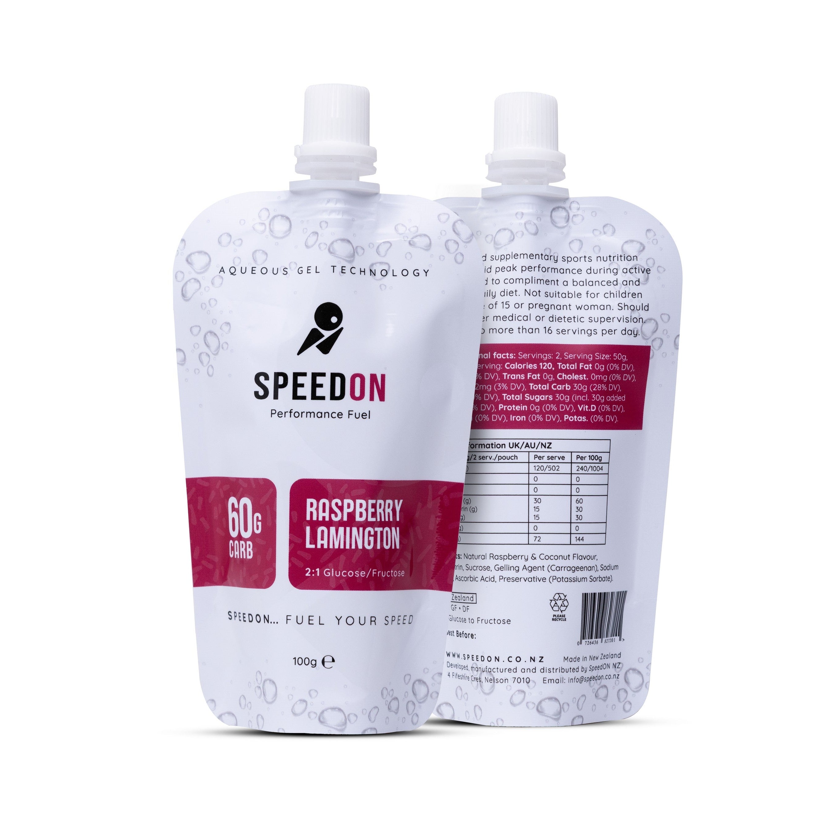 SpeedON Raspberry Lamington - Kiwi Icon Gel Front & Back