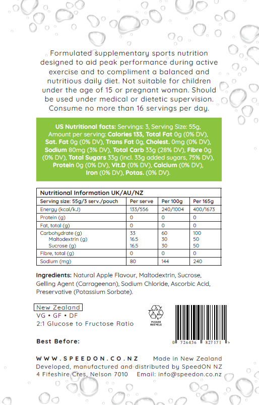 SpeedON Green Apple back label