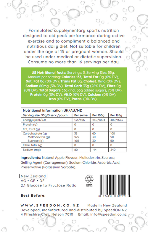 SpeedON Green Apple back label